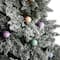 9.5ft. Pre-Lit Flocked British Columbia Mountain Fir Artificial Christmas Tree, Multicolor Globe Bulbs